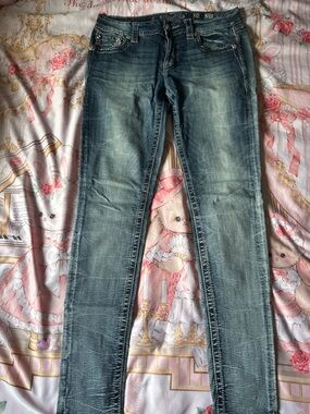 Miss Me Women's Skinny Jeans in Distressed Medium Blue